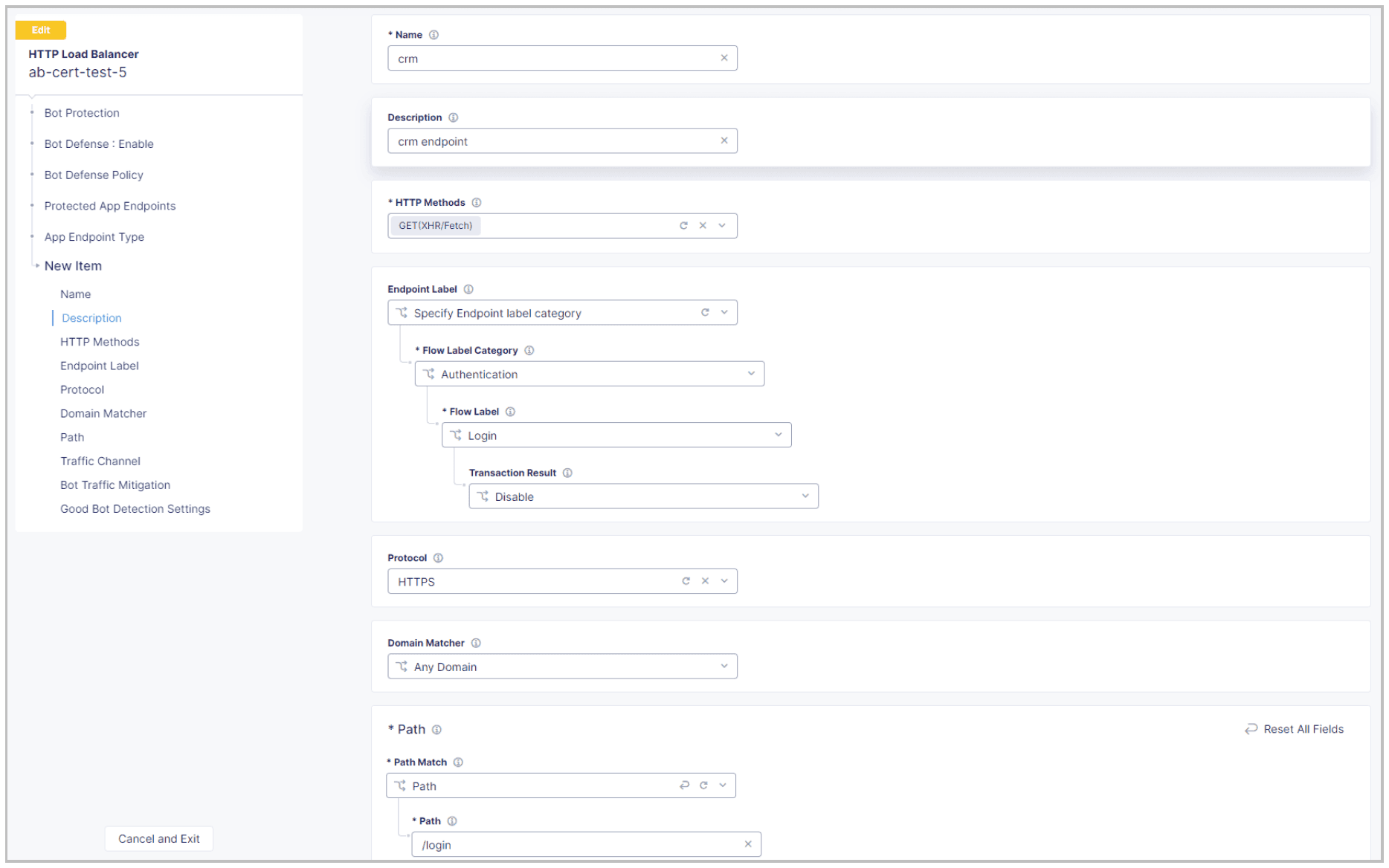 Figure: Configure Protected Application Endpoints